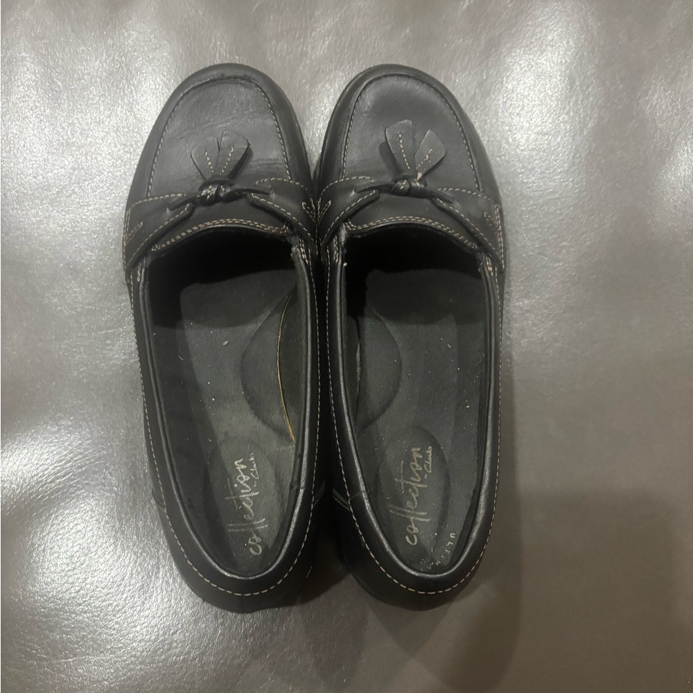 Clarks Black Leather Loafers, size 7 1/2 medium